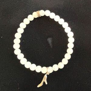 Chavez for Charity CFC White Bead Bracelet High Heel Charm Bracelet Jewelry